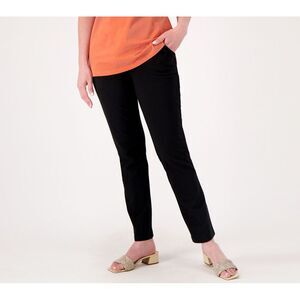 Maya J Women's Pants Sz M Denim & Co. Active Duo Slim Straight Black A460404